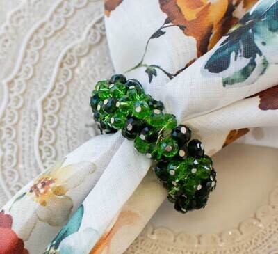 Crown Linen Designs Napkin Ring Set of 4 Crystal Green NR022Gn