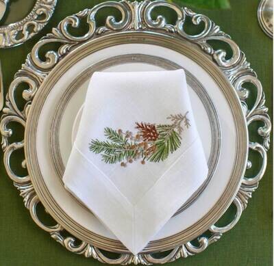 Crown Linen Designs Napkin Large Fall Sprig White Multi NLG151