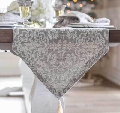 Crown Linen Designs Runner Imperial Jacquard Grey 18&quot; x 90&quot; RA2190