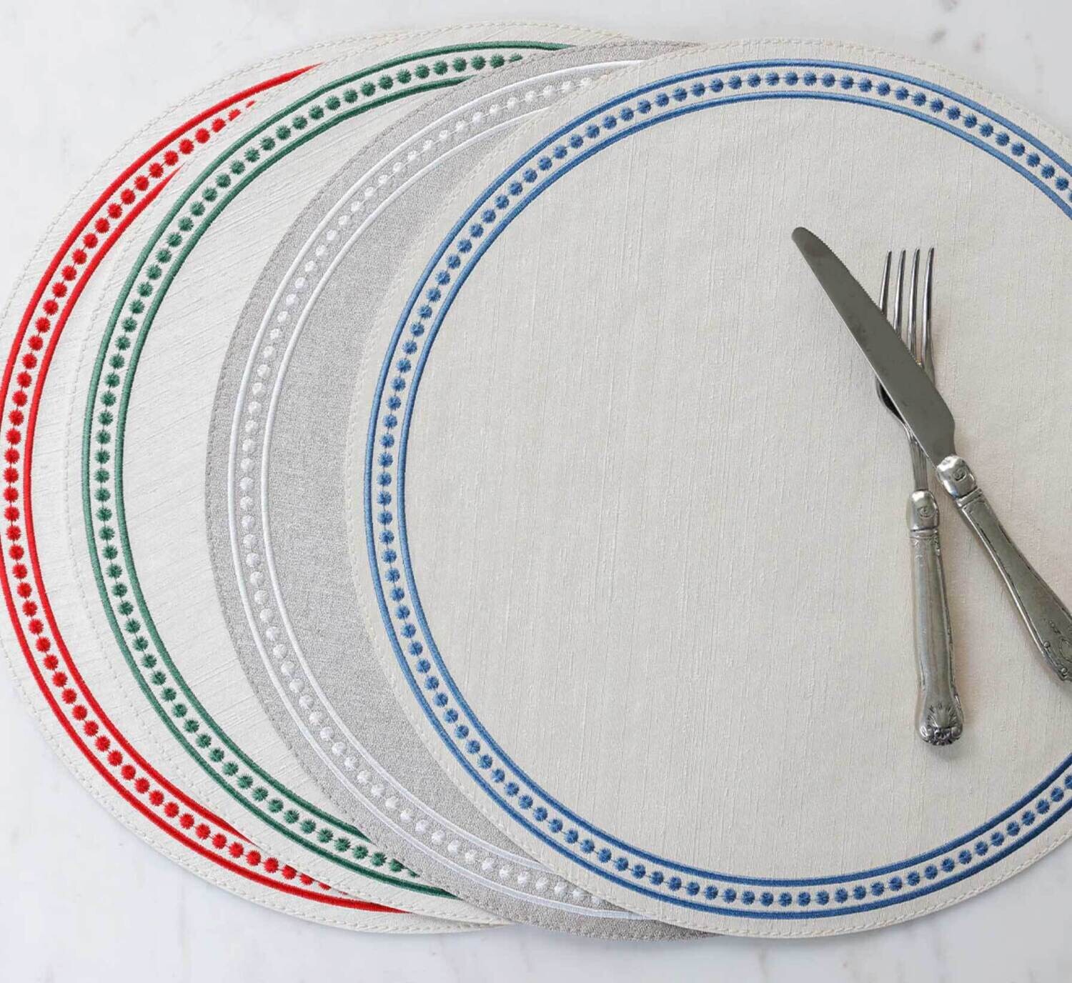 Crown Linen Designs Placemat Palermo Perla Latte White PL223