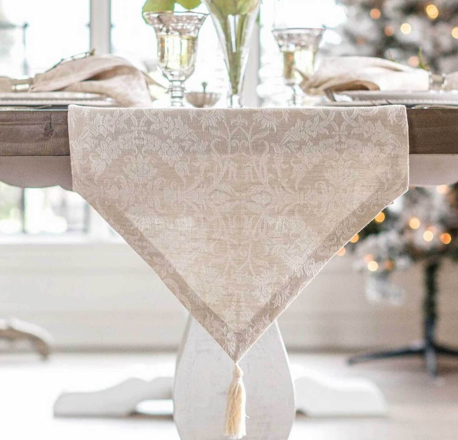 Crown Linen Designs Runner Imperial Jacquard Beige 18&quot; x 108&quot; RA20108
