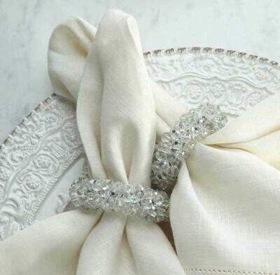 Crown Linen Designs Napkin Ring Set of 4 Crystal Clear NR022C