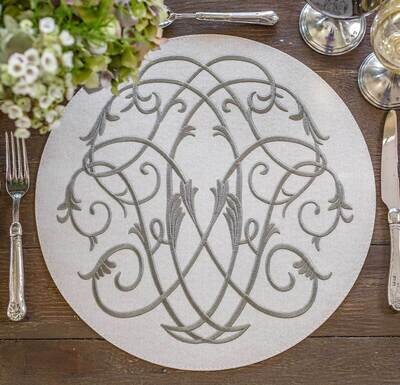 Crown Linen Designs Placemat Palermo Baroque Cream Olive PL611