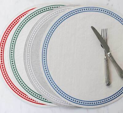 Crown Linen Designs Placemat Palermo Perla Cream Blue PL622