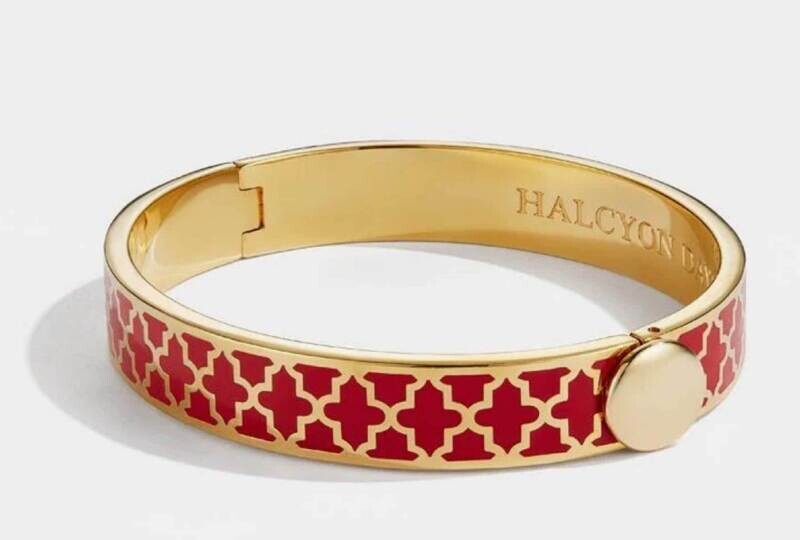 Halcyon Days 1cm Agama Red Gold Hinged Bangle Bracelet HBAGA0610G