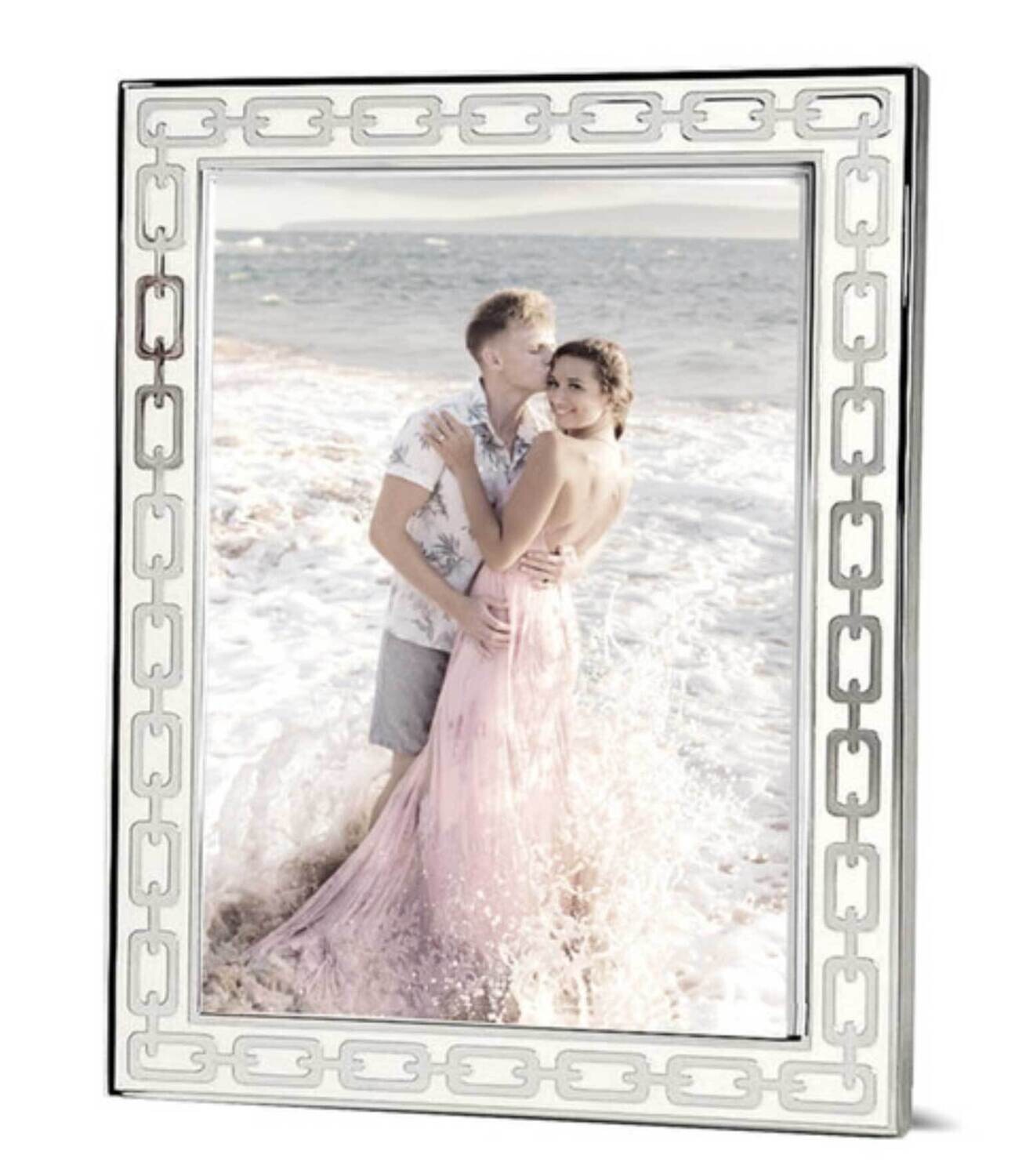 Cunill America Links 5x7 Inch Picture Frame White Silverplated &amp; Enamel 42457W, MPN: 42457W