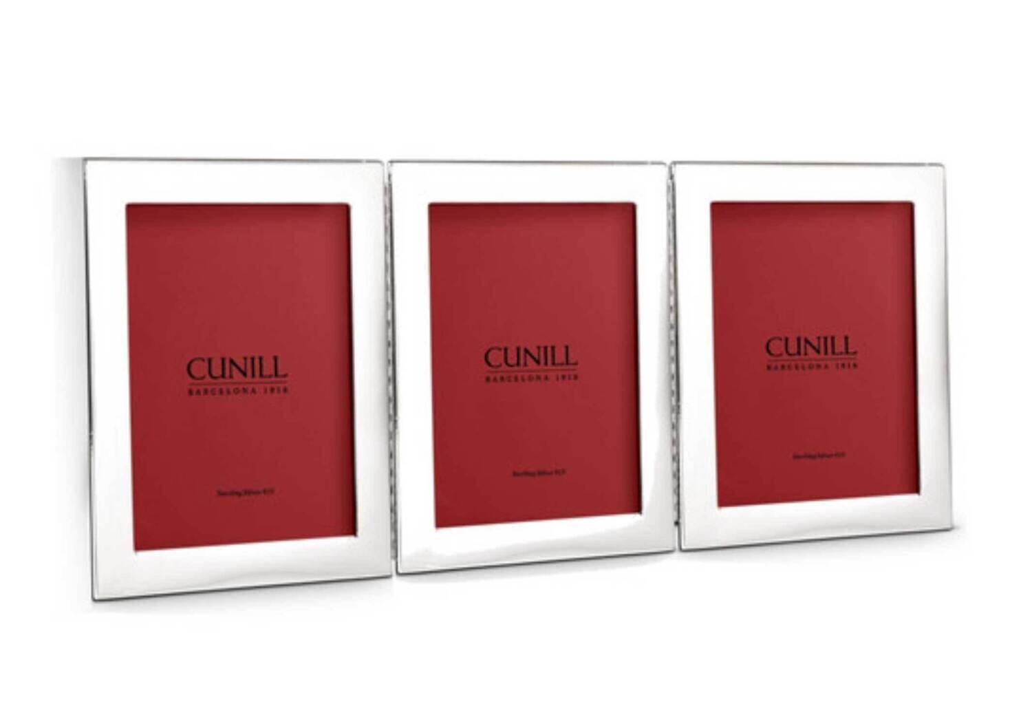 Cunill Tiffany Plain Hinged Triple 5x7 Inch Picture Frame .925 Sterling Silver 242501T