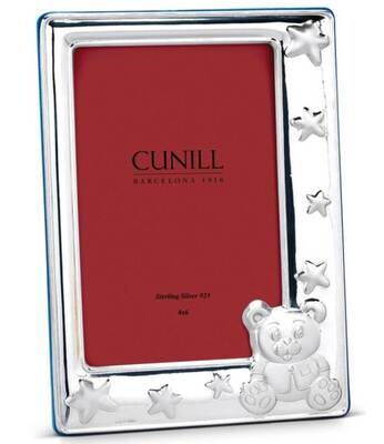 Cunill America Teddy Stars Blue 4x6 Inch Picture Frame .925 Sterling Silver 33946B, MPN: 33946B