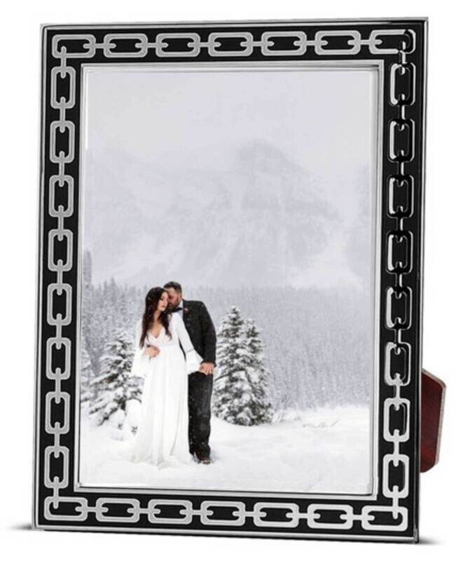 Cunill Links 4x6 Inch Picture Frame Black Silverplated & Enamel 42446BK