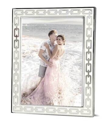 Cunill America Links 4x6 Inch Picture Frame White Silverplated &amp; Enamel 42446W, MPN: 42446W