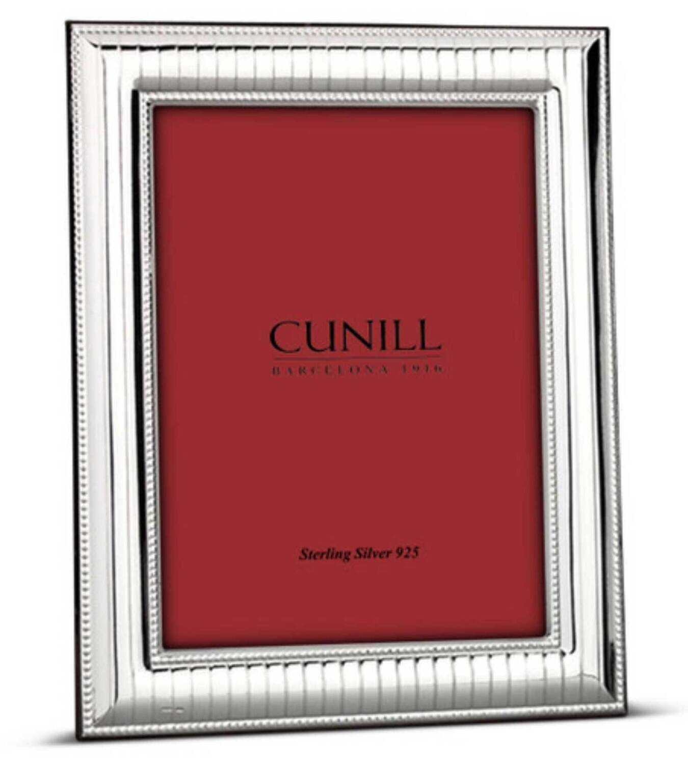Cunill Beaded Pinstripe 4x6 Inch Picture Frame .925 Sterling Silver 6046