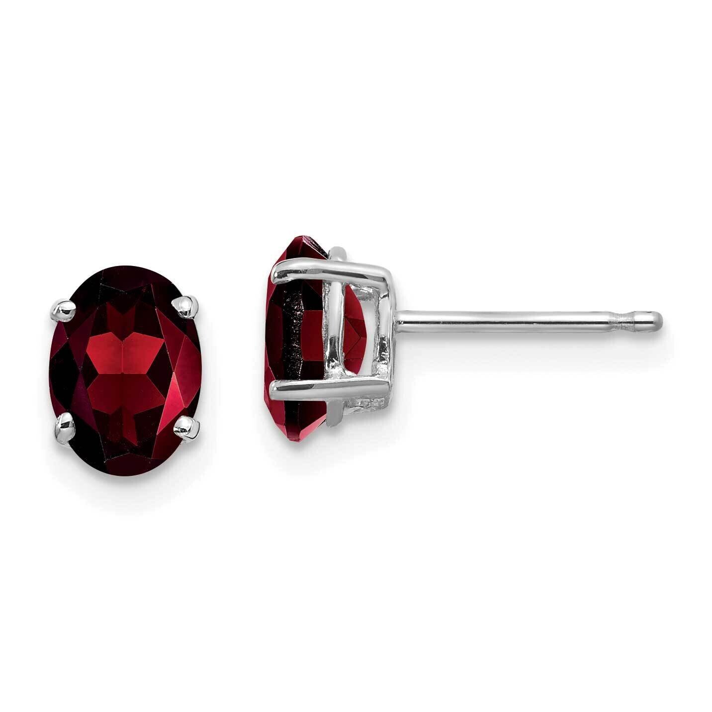 7x5mm Oval Garnet Earrings 14k White Gold XE87WGA, MPN: XE87WGA, 883957107707
