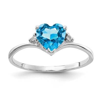 6mm Heart Blue Topaz Diamond Ring 14k White Gold X9701BT_AA, MPN: X9701BT_AA, 883957574462