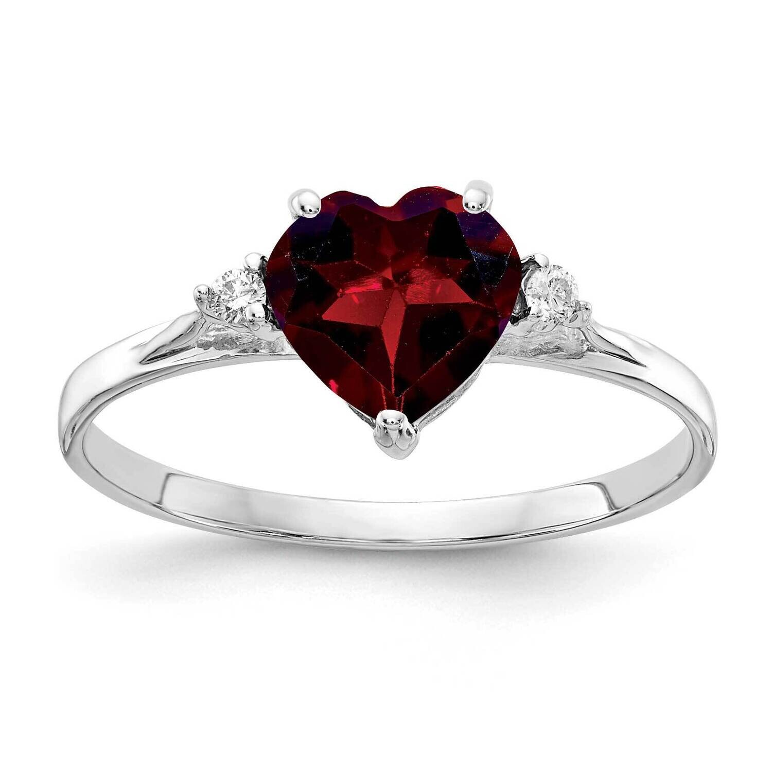 7mm Heart Garnet Diamond Ring 14k white Gold X9681GA/A, MPN: X9681GA/A, 883957579757