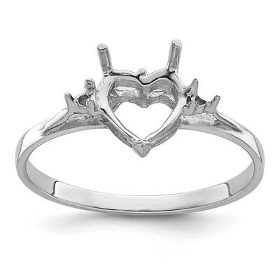 Polished .02ct. Diamond &amp; Heart Gemstone Ring Mounting 14k White Gold X9681, MPN: X9681,