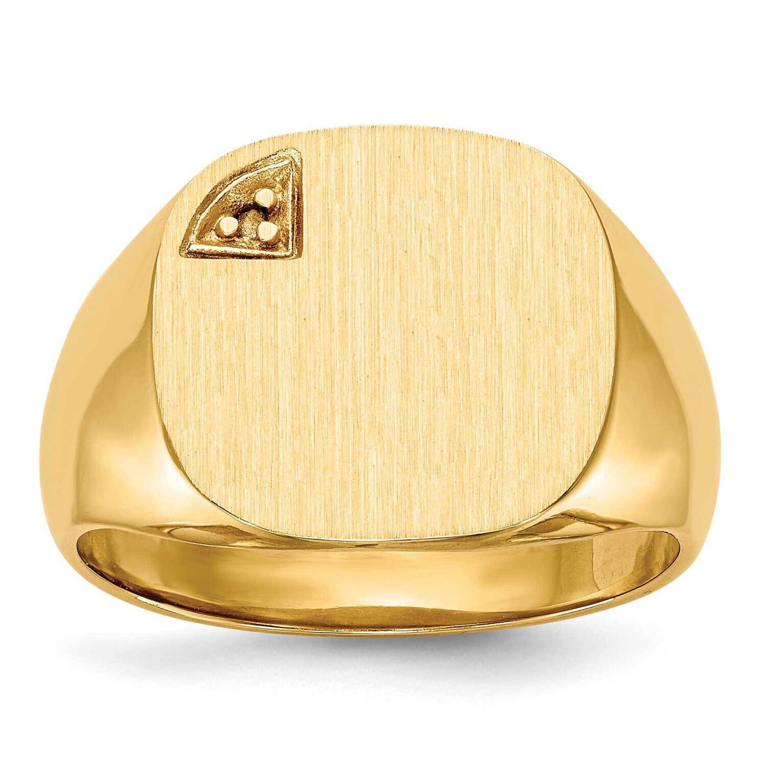 Rounded Square Top Solid Back 14.6x14.7 Signet Ring Mounting 14k Gold RS397