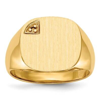 Rounded Square Top Solid Back 14.6x14.7 Signet Ring Mounting 14k Gold RS397, MPN: RS397,