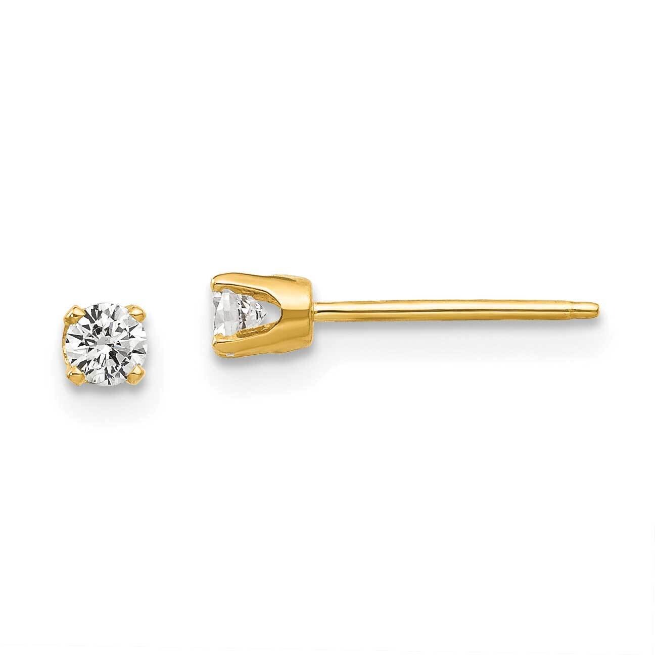 2.75mm Synthetic Diamond stud earrings 14k Gold XD2CZ