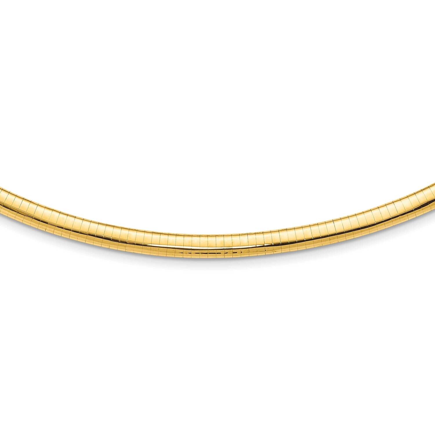 6mm Domed Omega Necklace 18 Inch 14k Gold OD6-18