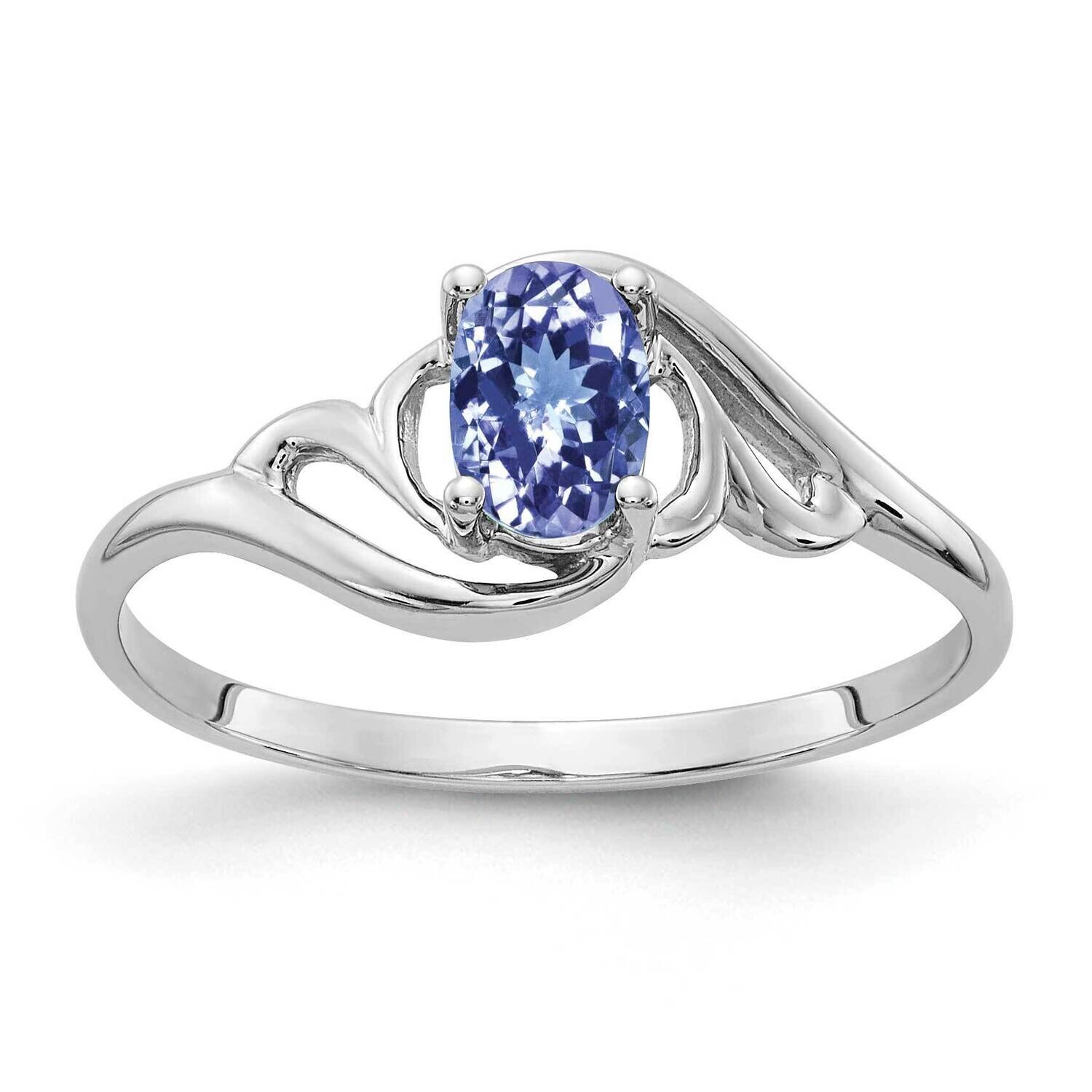 Tanzanite Ring 14k white Gold 6x4mm Oval Y2094T