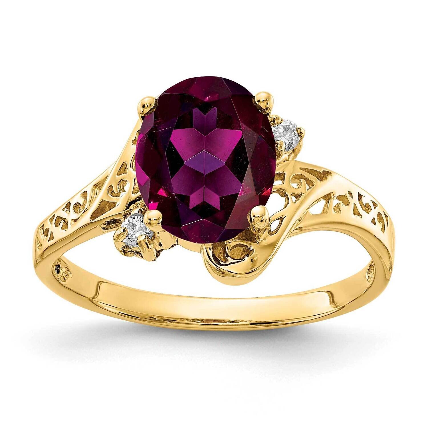 9x7mm Oval Rhodolite Garnet Diamond Ring 14k Gold X6107RG_AA, MPN: X6107RG_AA, 883957536156