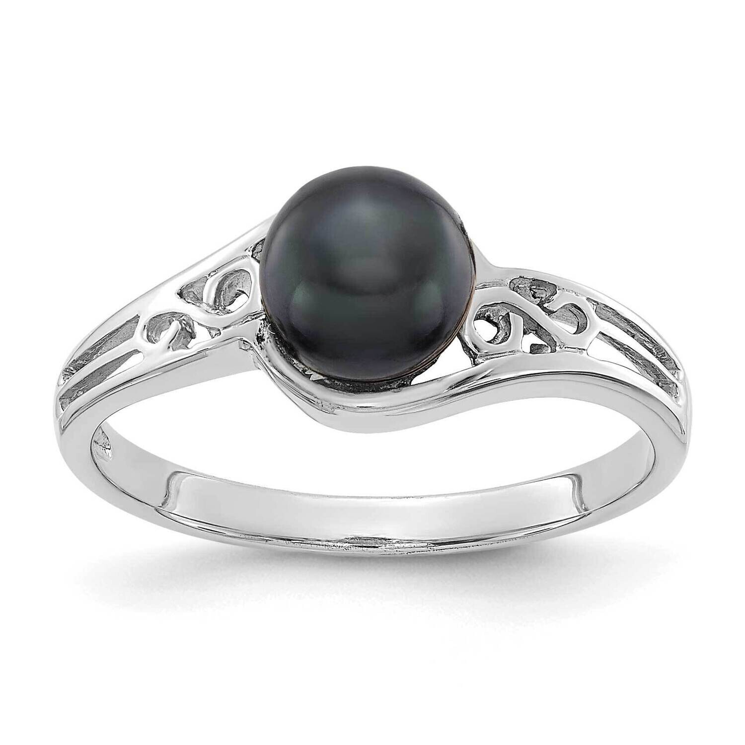6mm Black Fresh Water Cultured Pearl Ring 14k white Gold Y1919BP, MPN: Y1919BP, 883957065908