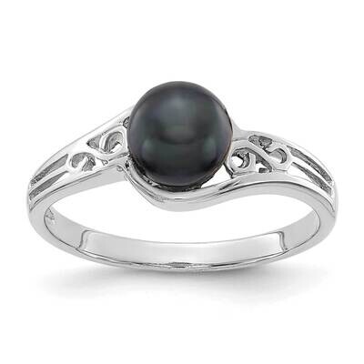 6mm Black Fresh Water Cultured Pearl Ring 14k white Gold Y1919BP, MPN: Y1919BP, 883957065908