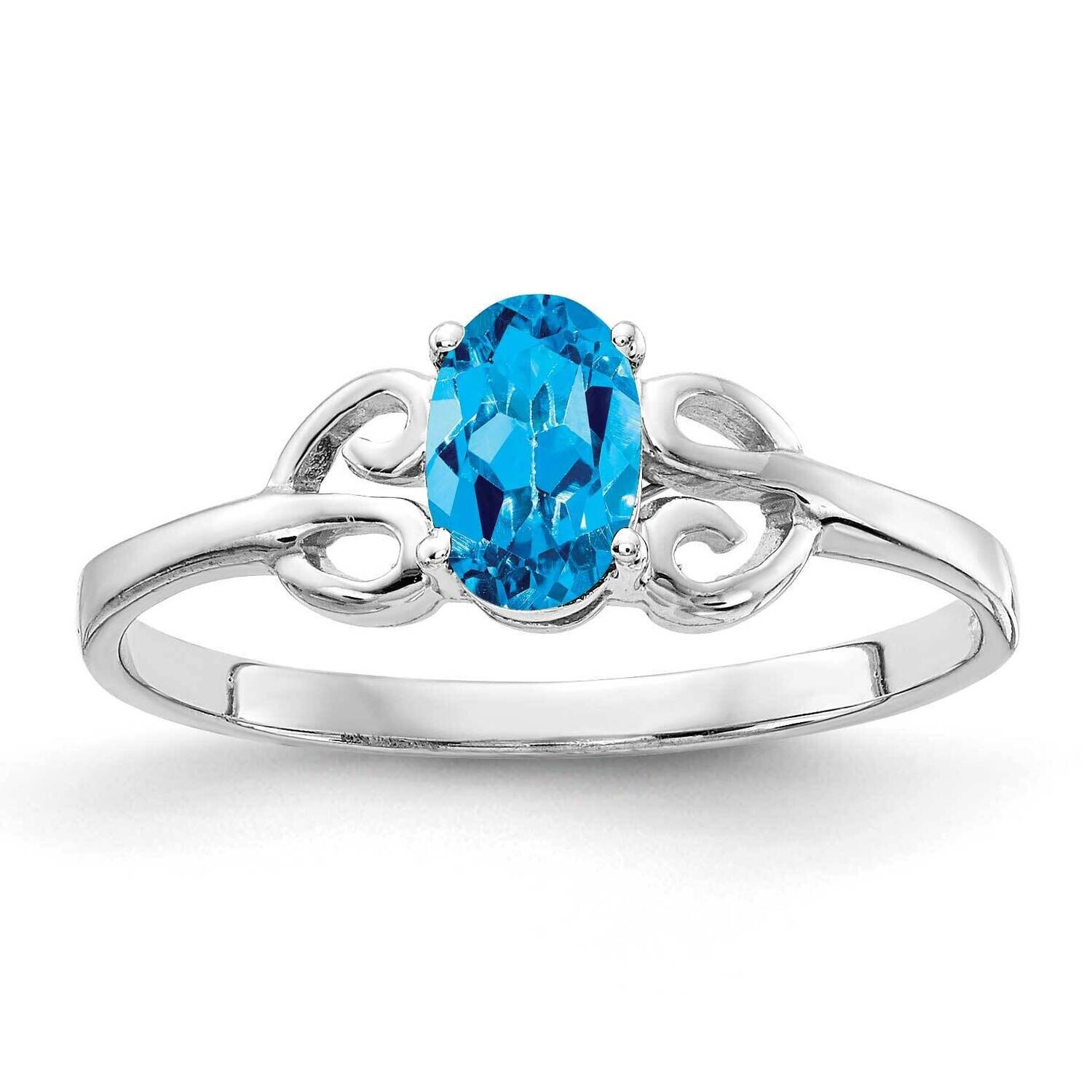 Blue Topaz Ring 14k white Gold 6x4mm Oval X9687BT, MPN: X9687BT, 883957576305