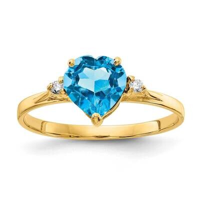 7mm Heart Blue Topaz Diamond Ring 14k Gold X9682BT/A, MPN: X9682BT/A, 883957570594