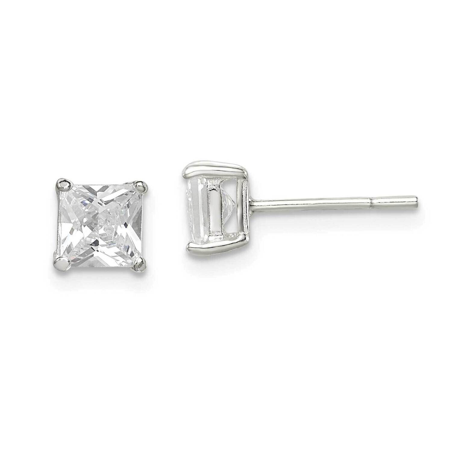 5mm Princess Basket Set Diamond Stud Earrings Sterling Silver QE3152, MPN: QE3152, 883957925431