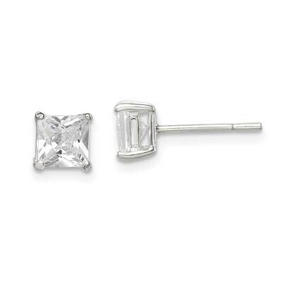5mm Princess Basket Set Diamond Stud Earrings Sterling Silver QE3152, MPN: QE3152, 883957925431