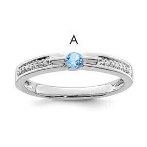 Family Jewelry Genuine Stone &amp; Diamond Set Ring 14k White Gold XMRW43/1GY, MPN: XMRW43_1--6, 883957…