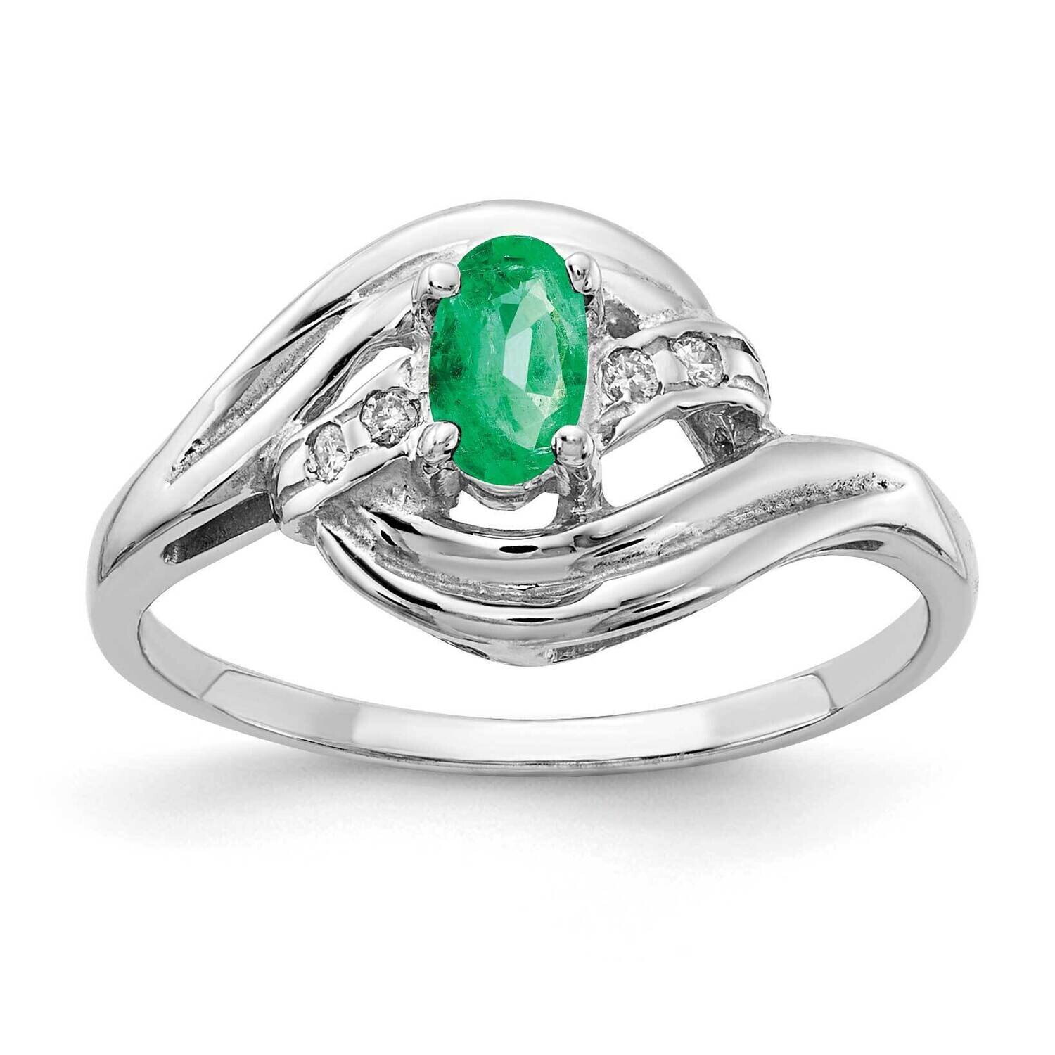 5x3mm Oval Emerald Diamond Ring 14k White Gold X9723E_AA, MPN: X9723E_AA, 883957640587