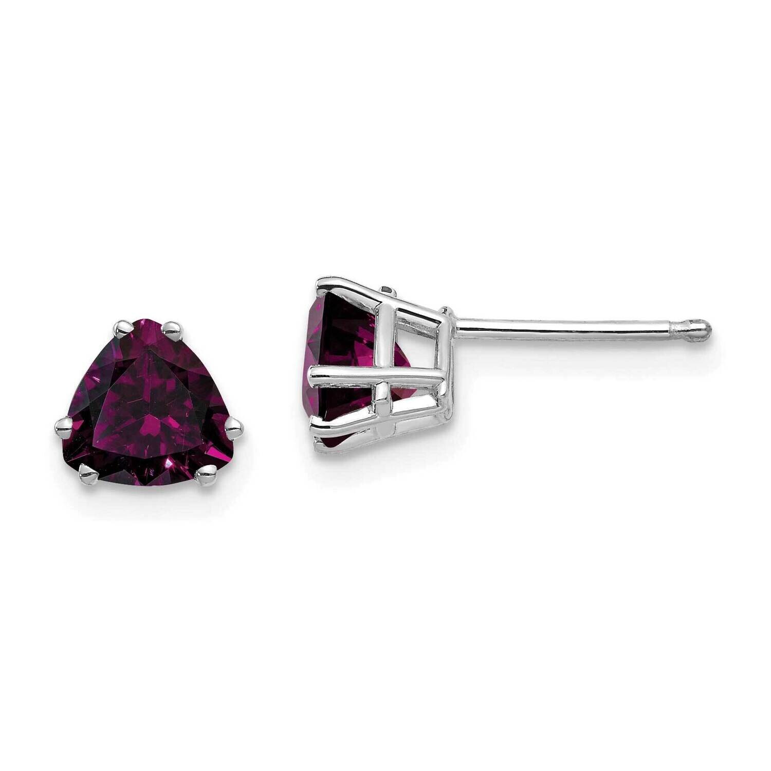 Rhodolite Garnet Diamond Trillion Stud Earrings 14k Gold XE94WRG, MPN: XE94WRG, 883957109985