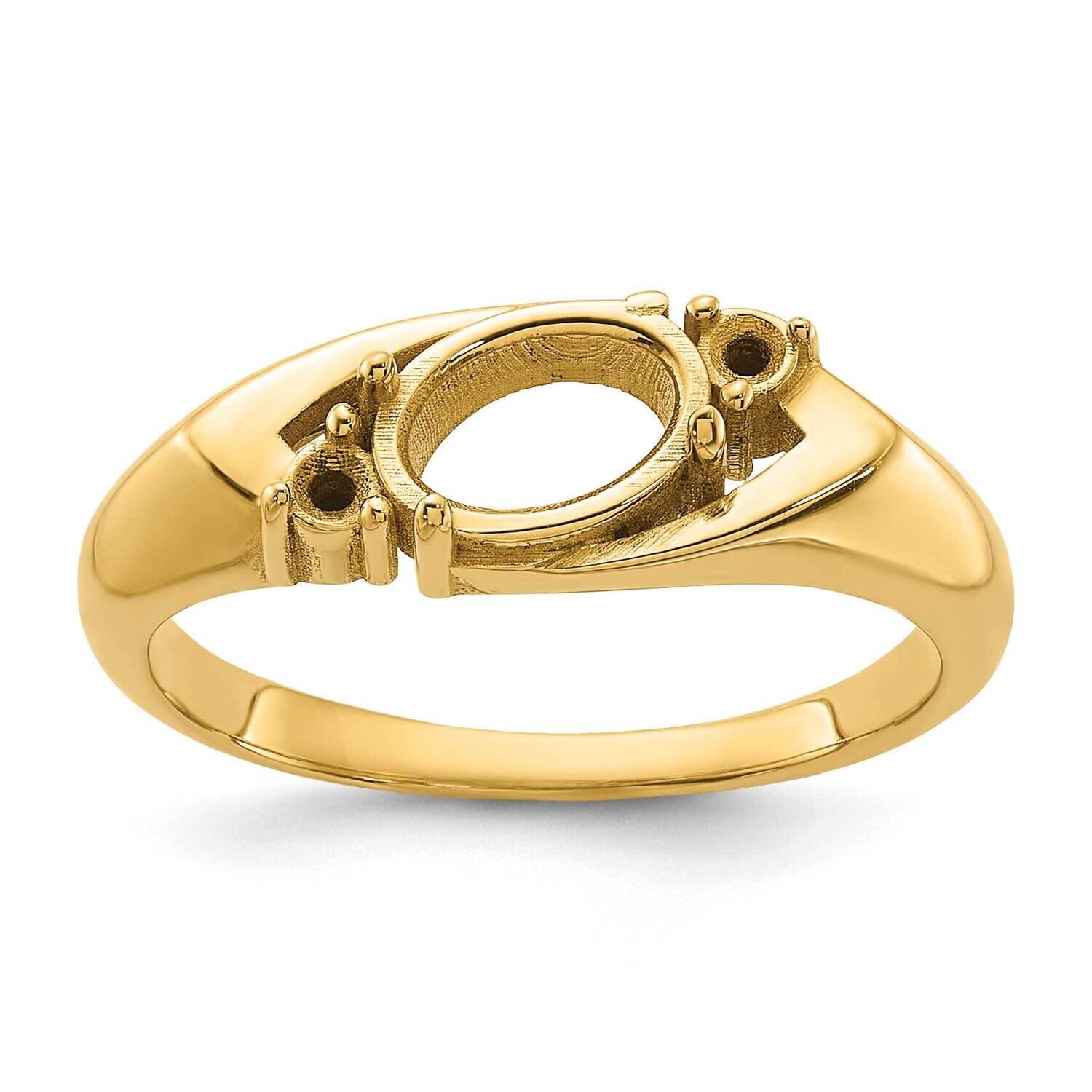 0.06ct. Diamond & 7x5 Oval Gemstone Ring Mounting 14k Gold Polished Y2260
