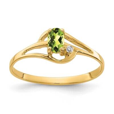 Peridot Diamond Ring 14k Gold 5x3mm Oval X9712PE/A, MPN: X9712PE/A, 883957630366