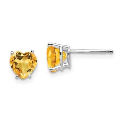 Citrine Diamond Heart Stud Earrings 14k Gold XE98WCI, MPN: XE98WCI, 883957110868