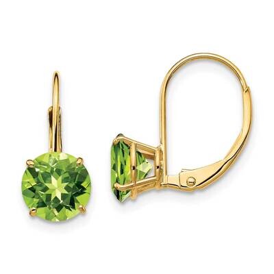 7mm Peridot Leverback Earrings 14k Gold XLB113PE, MPN: XLB113PE, 883957120034
