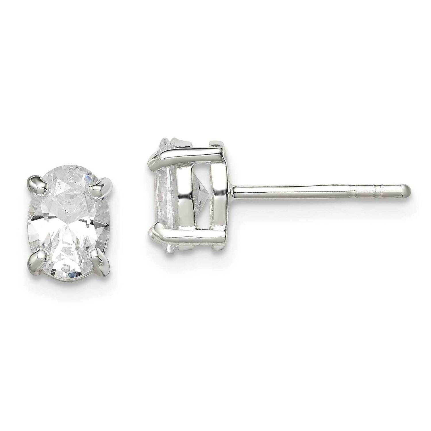 5x7mm Oval Diamond Stud Earrings Sterling Silver QE3163, MPN: QE3163, 883957718095