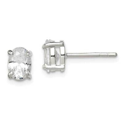 5x7mm Oval Diamond Stud Earrings Sterling Silver QE3163, MPN: QE3163, 883957718095