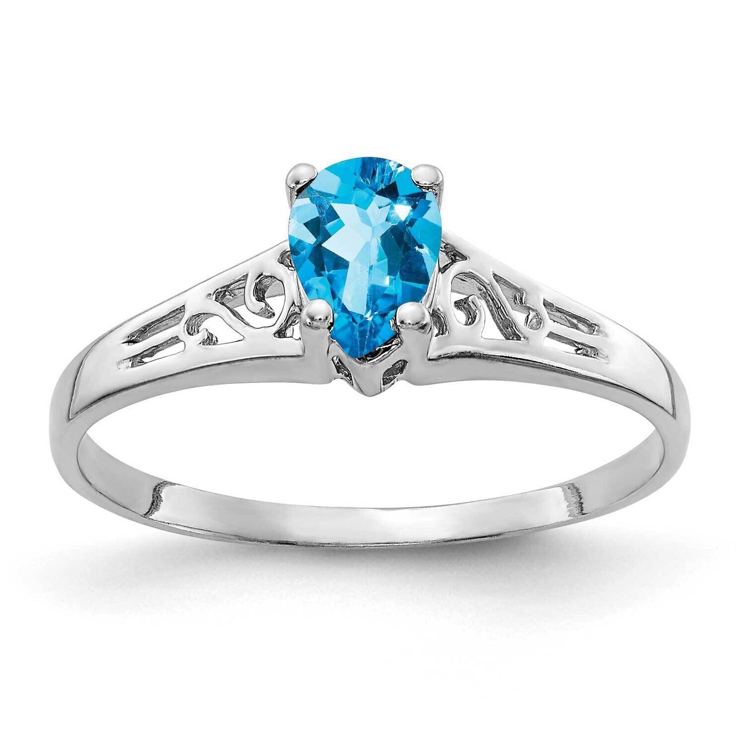 Blue Topaz Ring 14k white Gold 6x4mm Pear Y2101BT, MPN: Y2101BT, 883957710648
