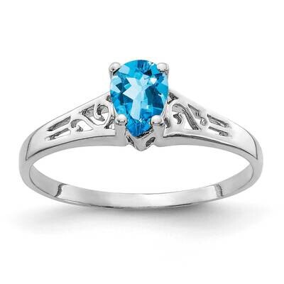 Blue Topaz Ring 14k white Gold 6x4mm Pear Y2101BT, MPN: Y2101BT, 883957710648