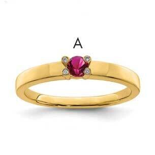 Synthetic Stone & Diamond Set Ring 14k Gold Family Jewelry XMR31/1SY