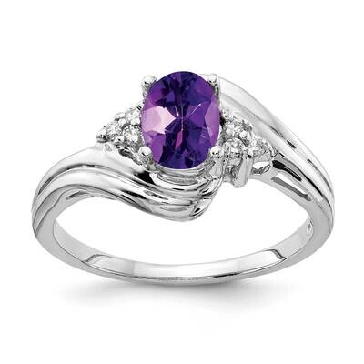 7x5mm Oval Amethyst Checker Diamond Ring 14k White Gold Y2222AM_AA, MPN: Y2222AM_AA, 883957550077