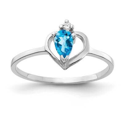 5x3mm Pear Blue Topaz Diamond Ring 14k white Gold X9715BT/A, MPN: X9715BT/A, 883957642642