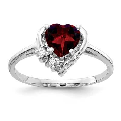 6mm Heart Garnet Diamond Ring 14k white Gold Y2234GA/A, MPN: Y2234GA/A, 883957549576