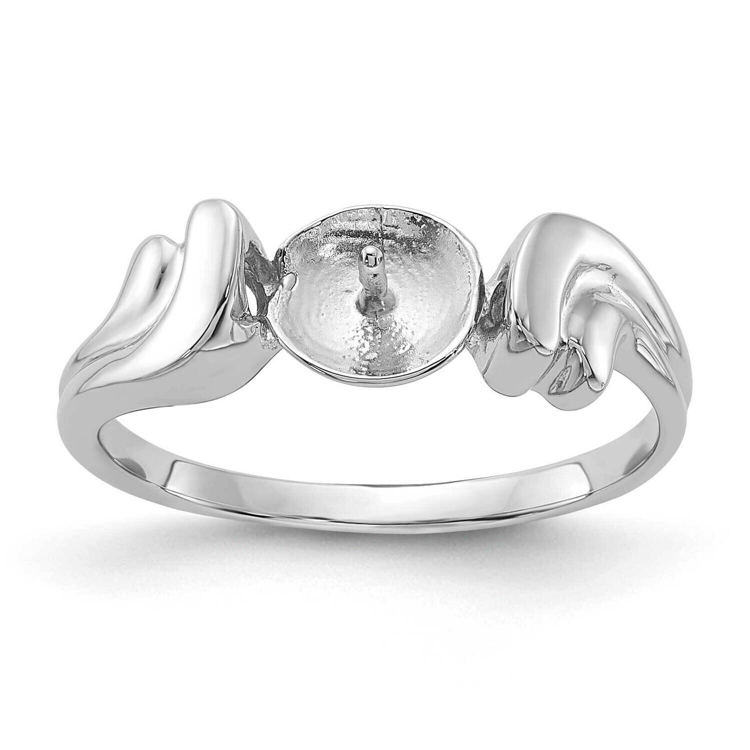 Polished Cultured Pearl Ring Mounting 14k White Gold Y2003