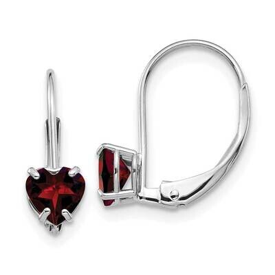 5mm Heart Garnet Leverback Earrings 14k White Gold XLB120WGA, MPN: XLB120WGA, 883957129747
