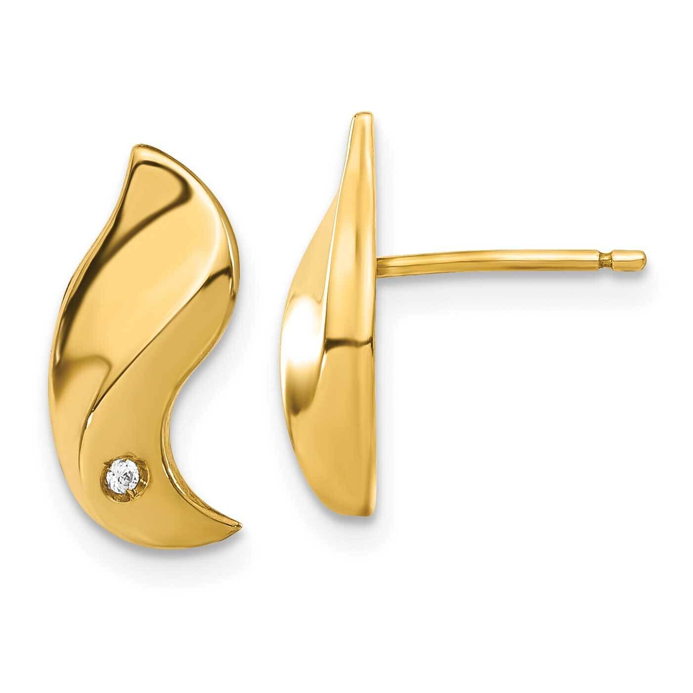 CZ Swirl Earrings 14k Gold XY845