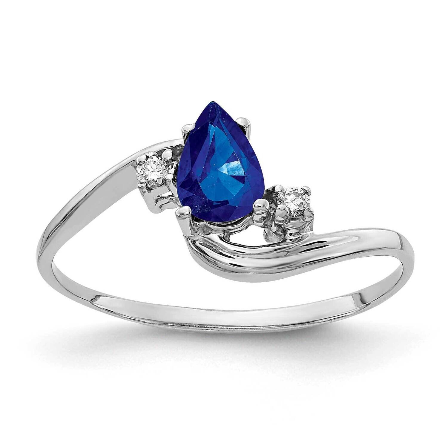 Sapphire Diamond Ring 14k white Gold 6x4mm Pear Y2039S/A